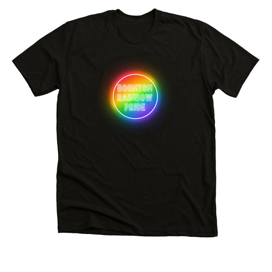 Boonton Rainbow Pride Neon Logo Tee, a Black Heather Premium Unisex Tee