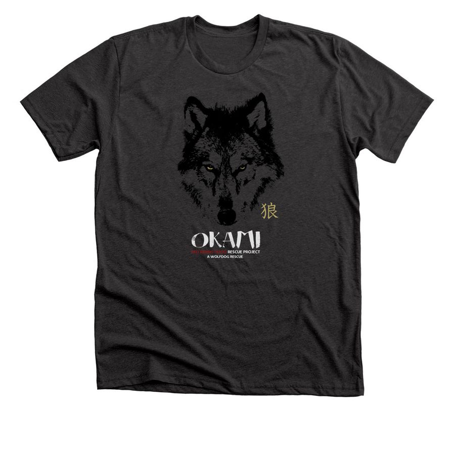 Okami&nbsp;, a Dark Grey Heather Premium Unisex Tee