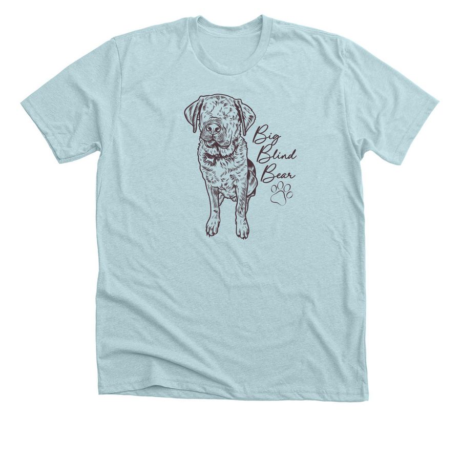 Big Blind Bear, a Heather Ice Blue Premium Unisex Tee