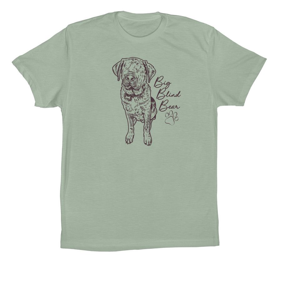 Big Blind Bear, a Dusty Blue Premium Cotton Tee