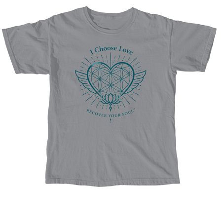 I Choose Love (teal Logo), a Granite Comfort Colors Unisex Tee