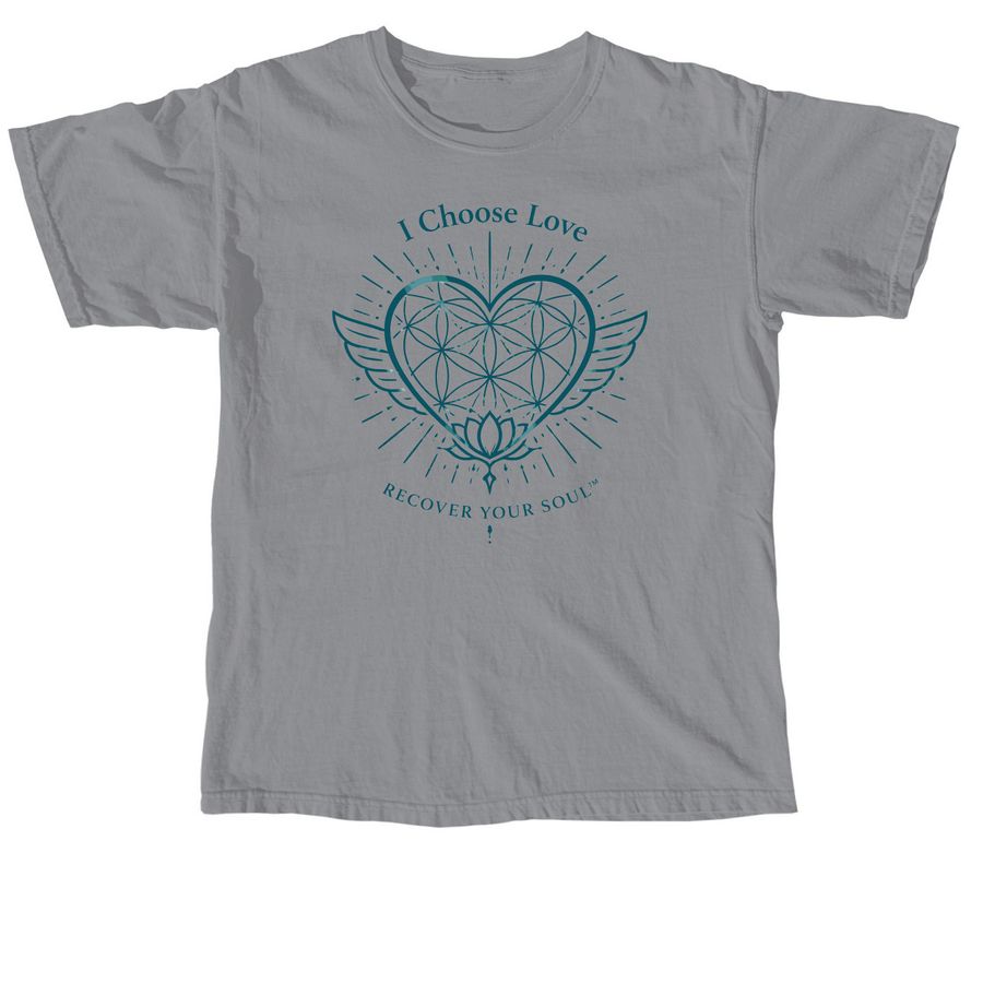 I Choose Love (teal Logo), a Granite Comfort Colors Unisex Tee