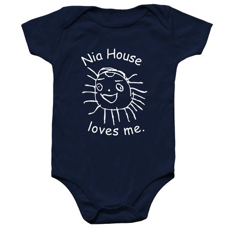Nia House loves me. onesie., a Navy Infant Onesie