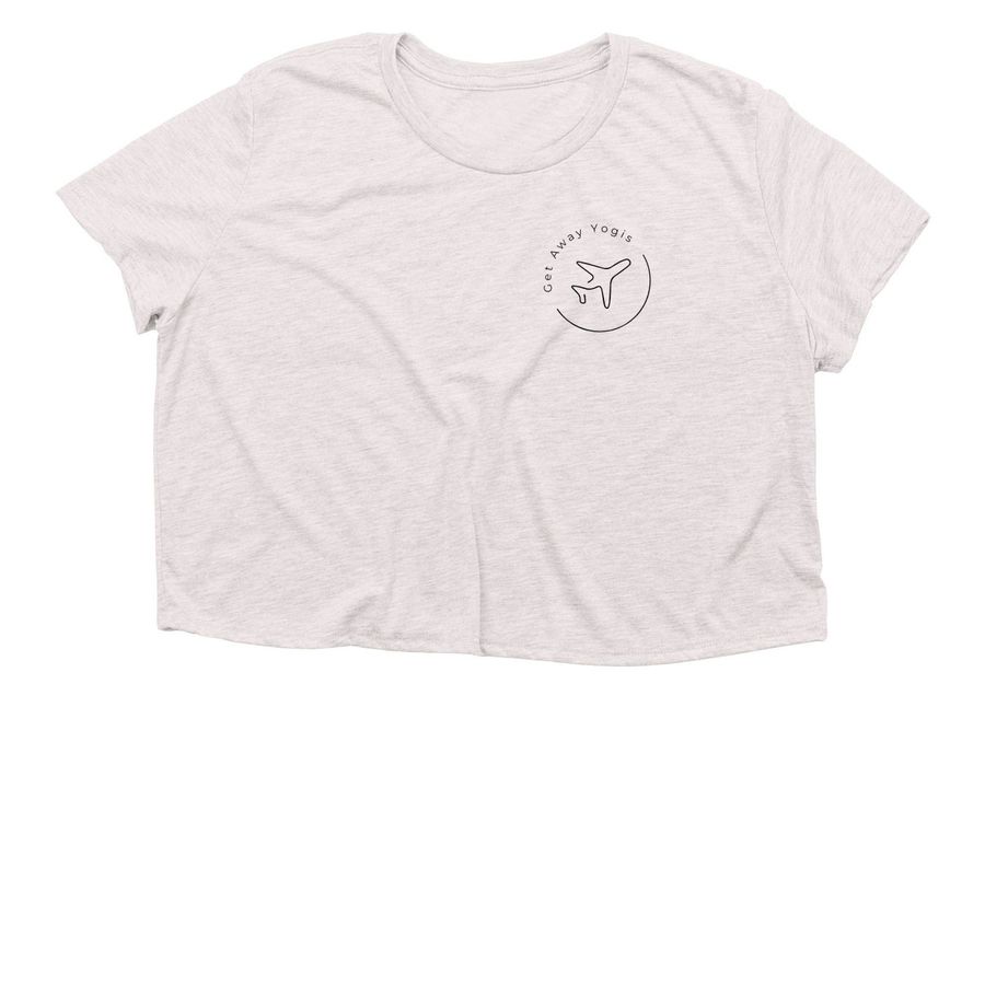 GetAway Yogis Airplane Logo, a Heather Dust Women?s Flowy Cropped Tee