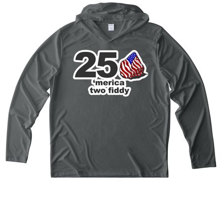 'Merica Two Fiddy - Freedom Rock, a Dark Smoke Grey UV Performance Long Sleeve Hoodie