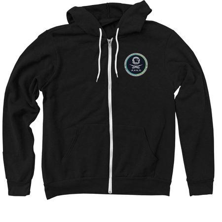 AARG Pirate Logo, a Black Zip Up Hoodie