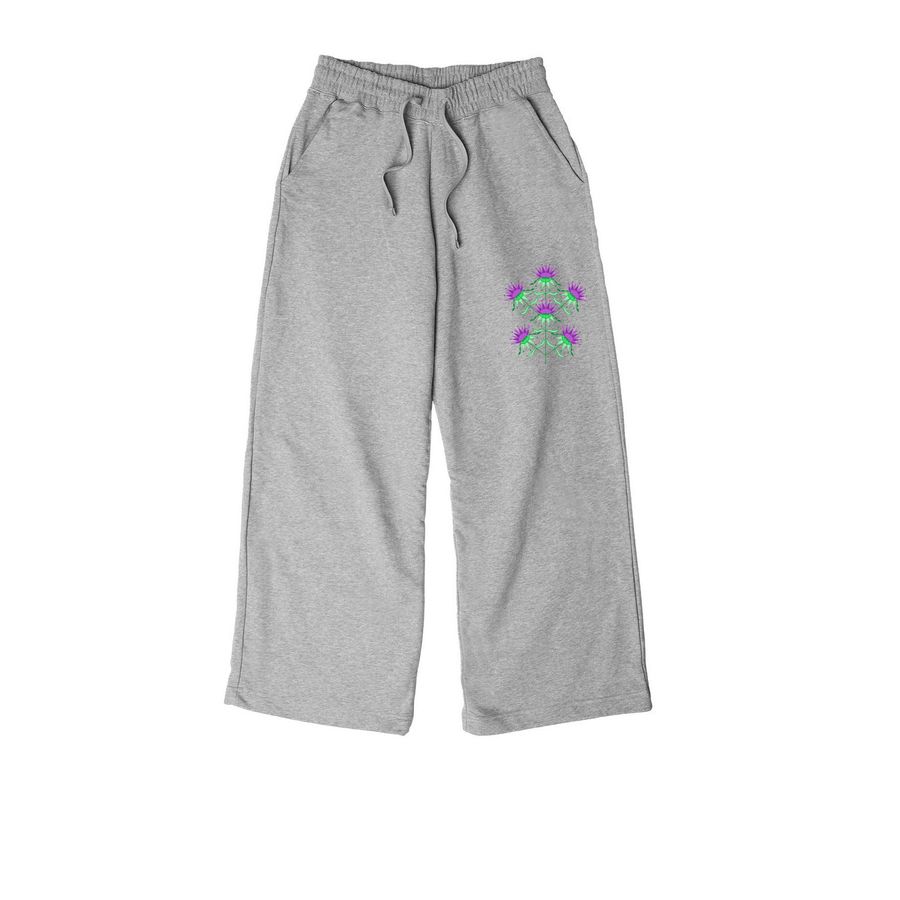 Wastemna sweats&nbsp;, a Heather Grey Women's French Terry Wide Leg Pants