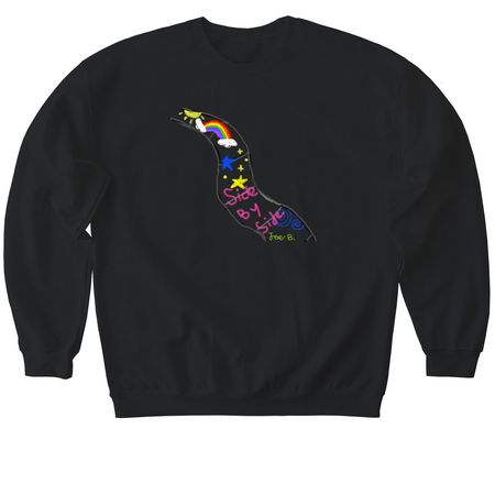 Side By Side, a Black Softstyle Crewneck Sweatshirt