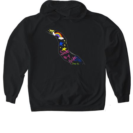 Side By Side, a Black Gildan Softstyle Pullover Hoodie