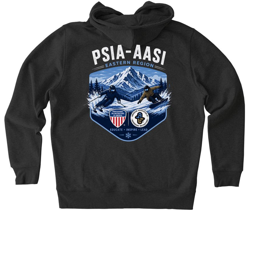 PSIA-AASI Eastern Region 2026 Shirts - back, a Dark Heather Grey Stanley/Stella Unisex Cultivator 2.0 Zip Up Pullover Hoodie (back-view)