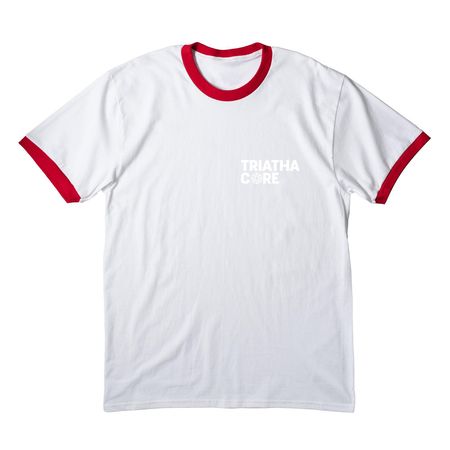 Dawn Patrol Swimming&nbsp;, a White/ Red Cotton Ringer Tee