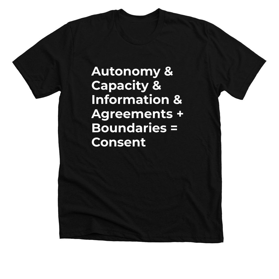 Consent Academy's 4-Part Model of Consent, a Solid Black Blend Premium Unisex Tee