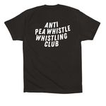 Roller Derby: Anti Pea Whistle Whistling Club, a Black Premium Cotton Tee (back-view)