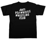 Roller Derby: Anti Pea Whistle Whistling Club, a Black Comfort Colors Unisex Tee (back-view)