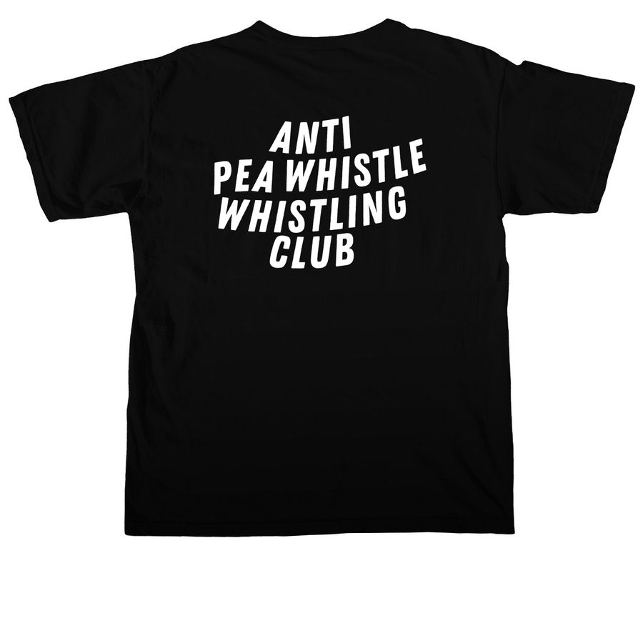 Roller Derby: Anti Pea Whistle Whistling Club, a Black Comfort Colors Unisex Tee (back-view)
