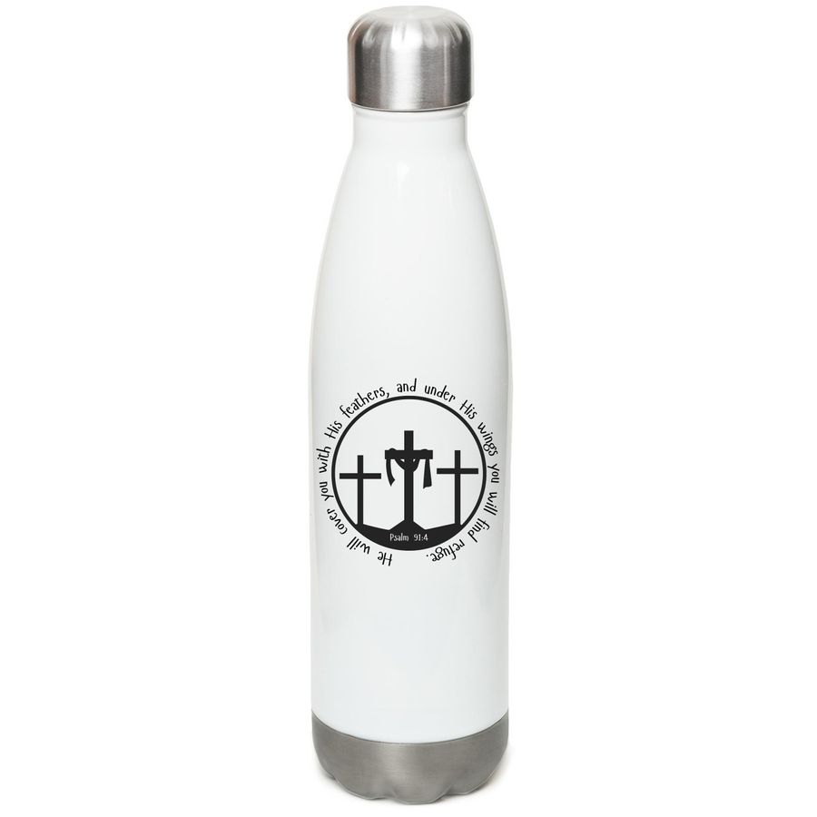 Water Bottle, a White Stainless Steel Water Bottle