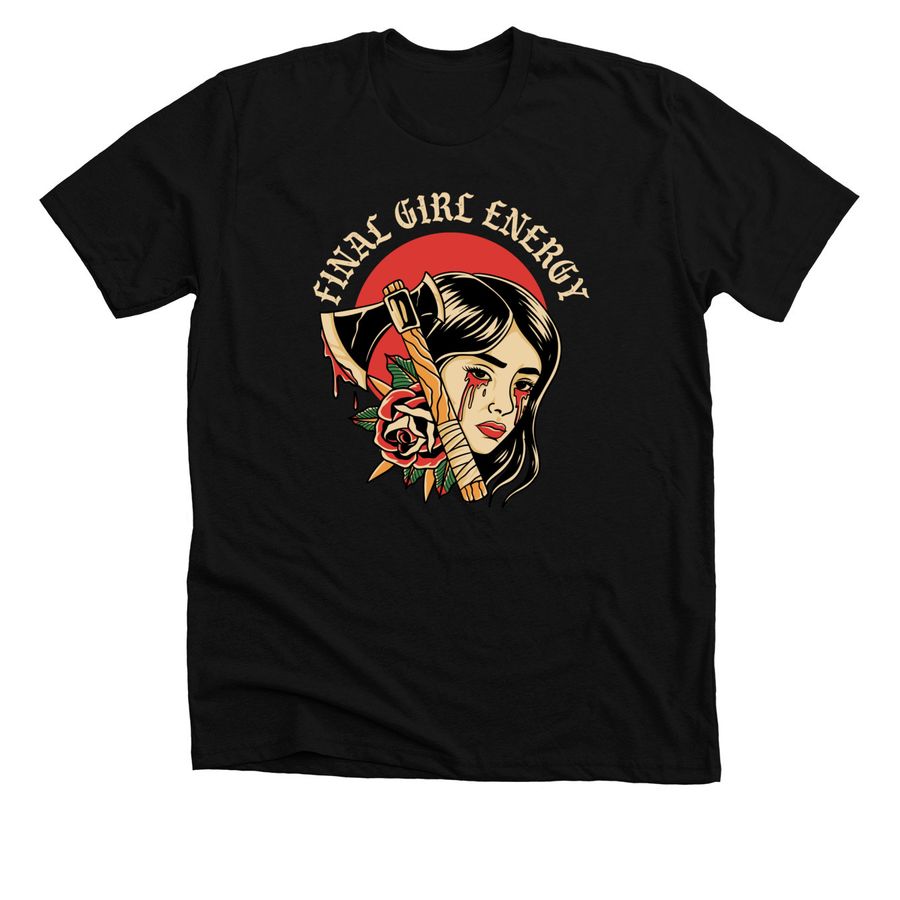 Final Girl Energy-American Traditional Shirt, a Solid Black Blend Premium Unisex Tee