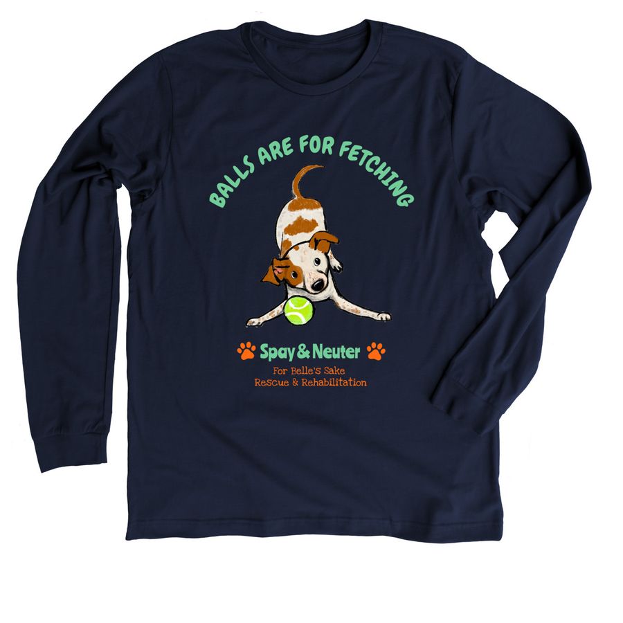 Play Fetch, Don't Litter, a Heather Midnight Navy Premium Long Sleeve Tee