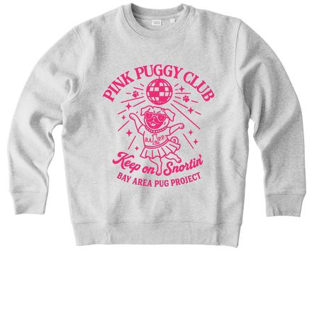 Pink Puggy Club, a Cool Heather Grey Stanley/Stella Unisex Changer 2.0 Crewneck Sweatshirt