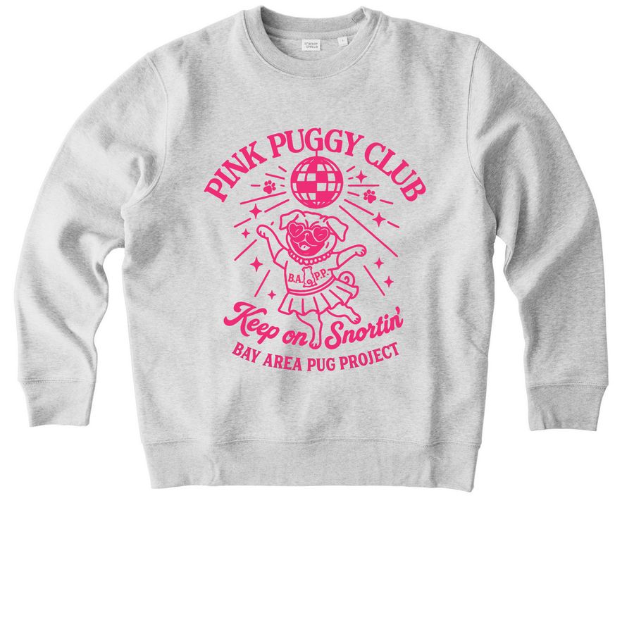 Pink Puggy Club, a Cool Heather Grey Stanley/Stella Unisex Changer 2.0 Crewneck Sweatshirt