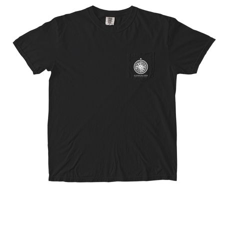 White Logo with Pocket&nbsp;, a Black Comfort Colors Pocket Tee