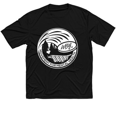 White Frisbee Logo, a Black Classic Performance Tee