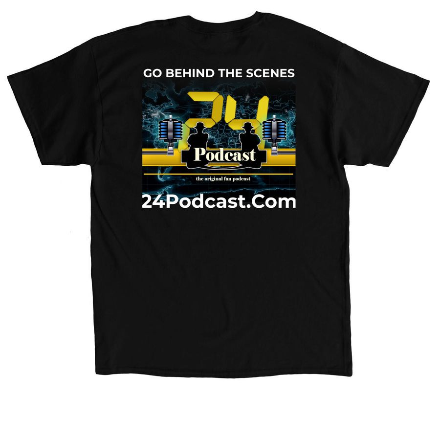 24Podcast.Com Effort V.1, a Black Classic Unisex Tee (back-view)