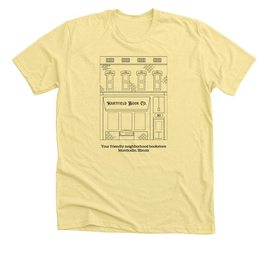 Your Friendly Neighborhood Bookstore 2025 (b), a Heather Yellow Gold Premium Unisex Tee