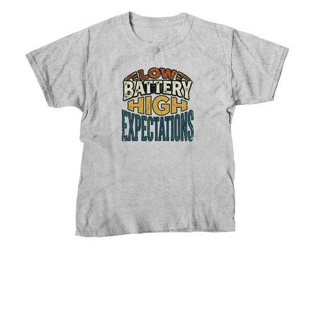Low Battery High Expectations Vintage T-Shirt, a Sport Grey Youth Unisex Tee