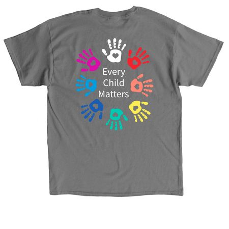 Every Child Matters, a Charcoal Classic Unisex Tee (back-view)