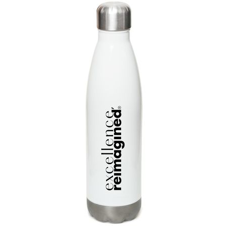Excellence, Reimagined., a White Stainless Steel Water Bottle