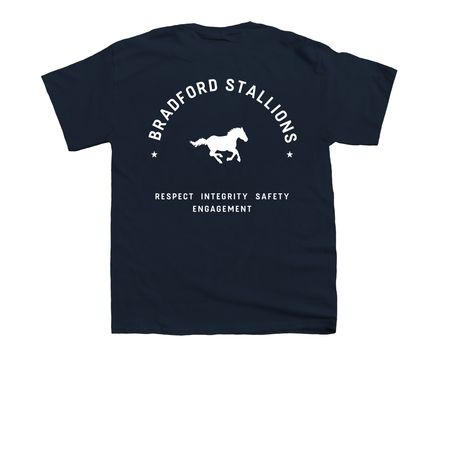 RISE Values with Bradford Stallions, a Navy Youth Unisex Tee