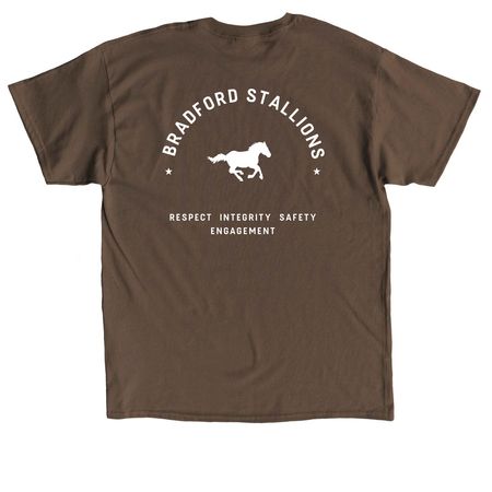RISE Values with Bradford Stallions, a Dark Chocolate Classic Unisex Tee