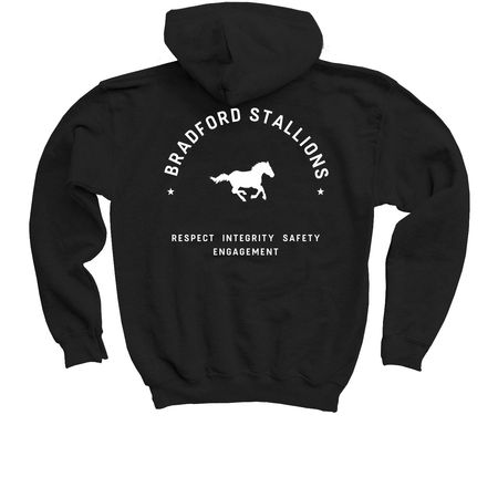 RISE Values with Bradford Stallions, a Black Youth Pullover Hoodie