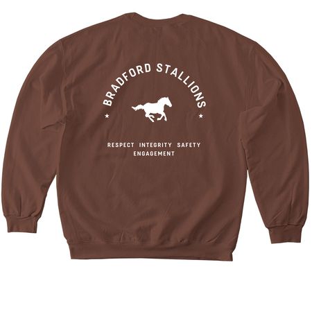 RISE Values with Bradford Stallions, a Cocoa Softstyle Crewneck Sweatshirt