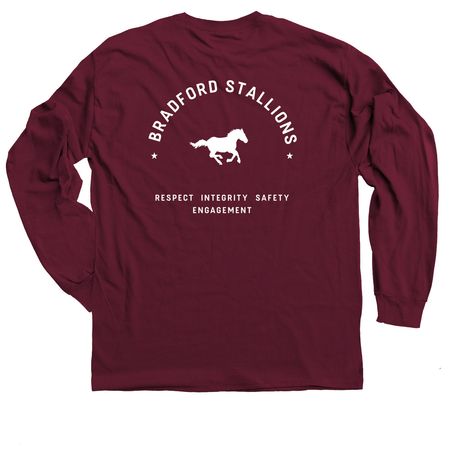 RISE Values with Bradford Stallions, a Maroon Classic Long Sleeve Tee