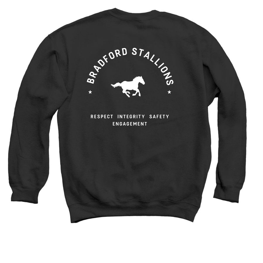 RISE Values with Bradford Stallions, a Black Crewneck Sweatshirt