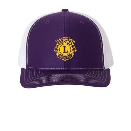La Center Lions Hats, a Purple/ White Printed Snapback Trucker Cap