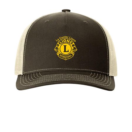 La Center Lions Hats, a Chocolate Chip/ Birch Printed Five-Panel Trucker Cap