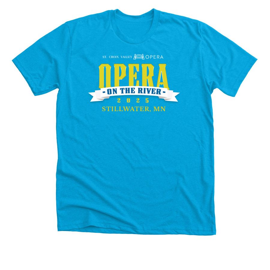 Opera on the River 2025 Commemorative T-Shirt, a Neon Blue Premium Unisex Tee