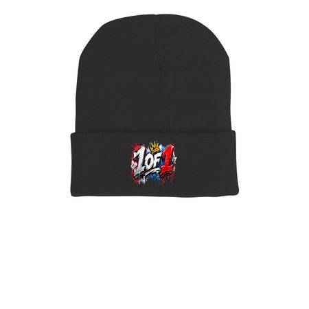 1 Of 1 Beanie, a Black Printed Cuffed Beanie