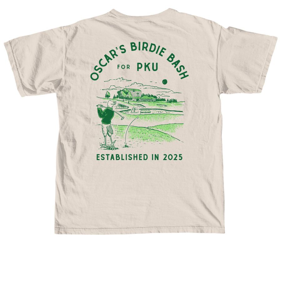 Oscar?s Birdie Bash ? Light Tee, a Ivory Comfort Colors Unisex Tee (back-view)
