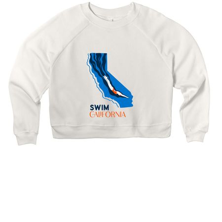 Swim California T Shirts and Sweaters, a Vintage White Women's Premium Cropped Raglan Sweatshirt
