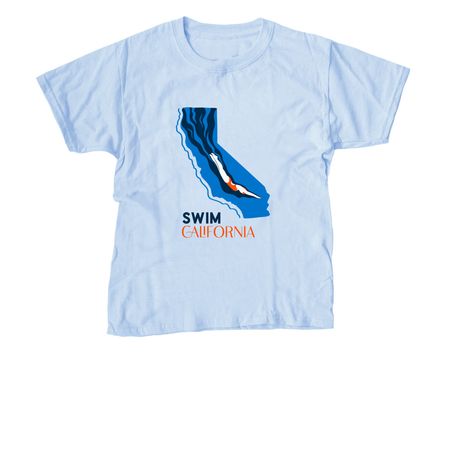 Swim California T Shirts and Sweaters, a Light Blue Youth Unisex Tee
