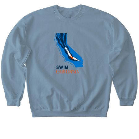 Swim California T Shirts and Sweaters, a Stone Blue Softstyle Crewneck Sweatshirt