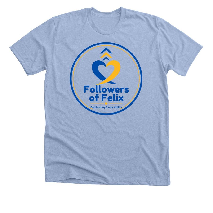 Followers of Felix, a Heather Baby Blue Premium Unisex Tee