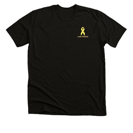 Love Smiles: Books, Comfort & Hope, a Black Heather Premium Unisex Tee