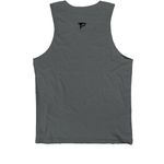 EVO-STRENGTH BLACK, a Dark Grey Premium Cotton Tank (back-view)