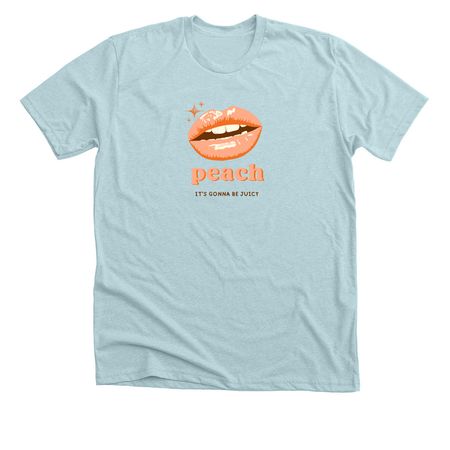 Peach Lips Tee, a Heather Ice Blue Premium Unisex Tee