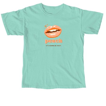 Peach Lips Tee, a Chalky Mint Comfort Colors Unisex Tee